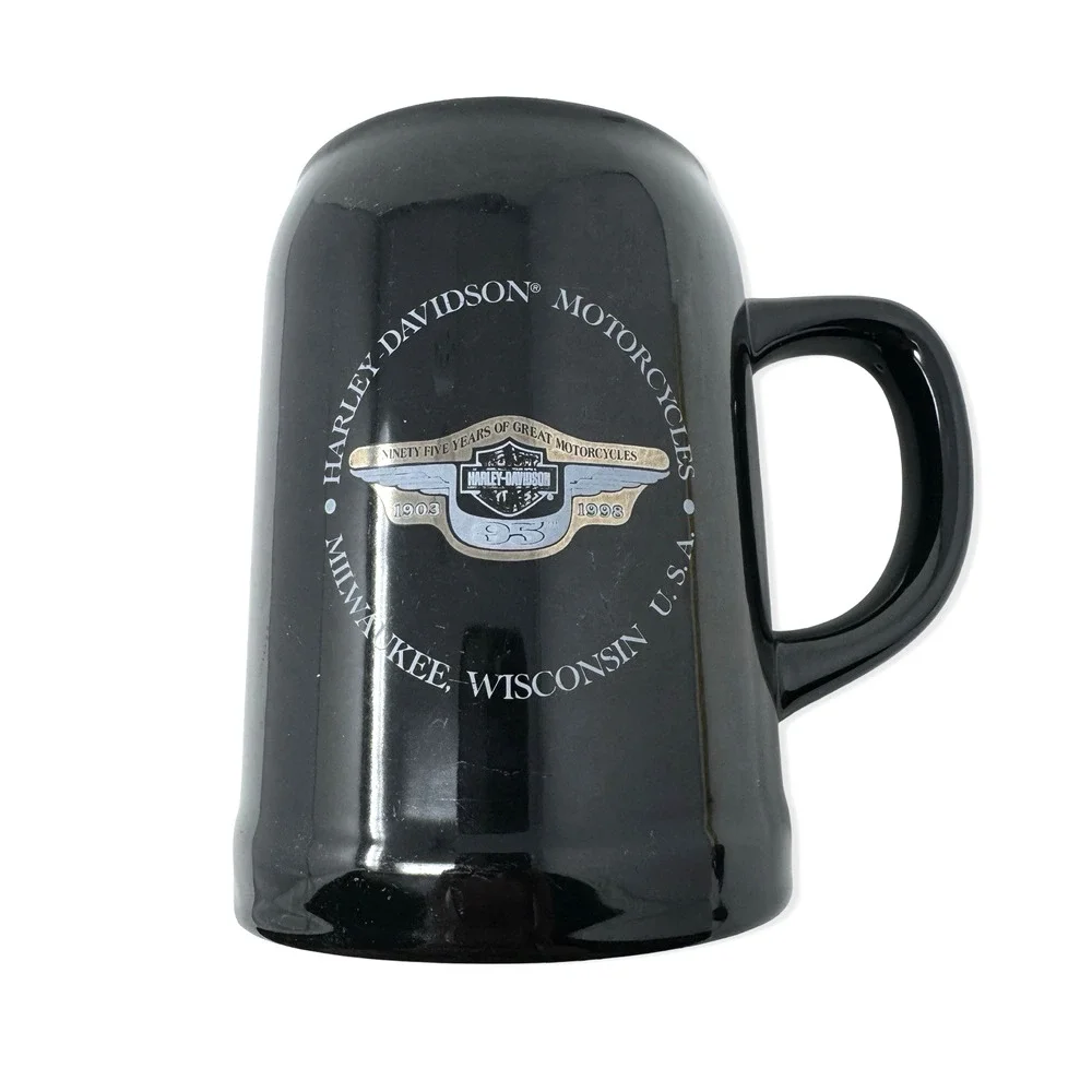 Rare Harley Davidson Motorcycles 95th Anniversary Coffee Beer Mug 1998 5.5